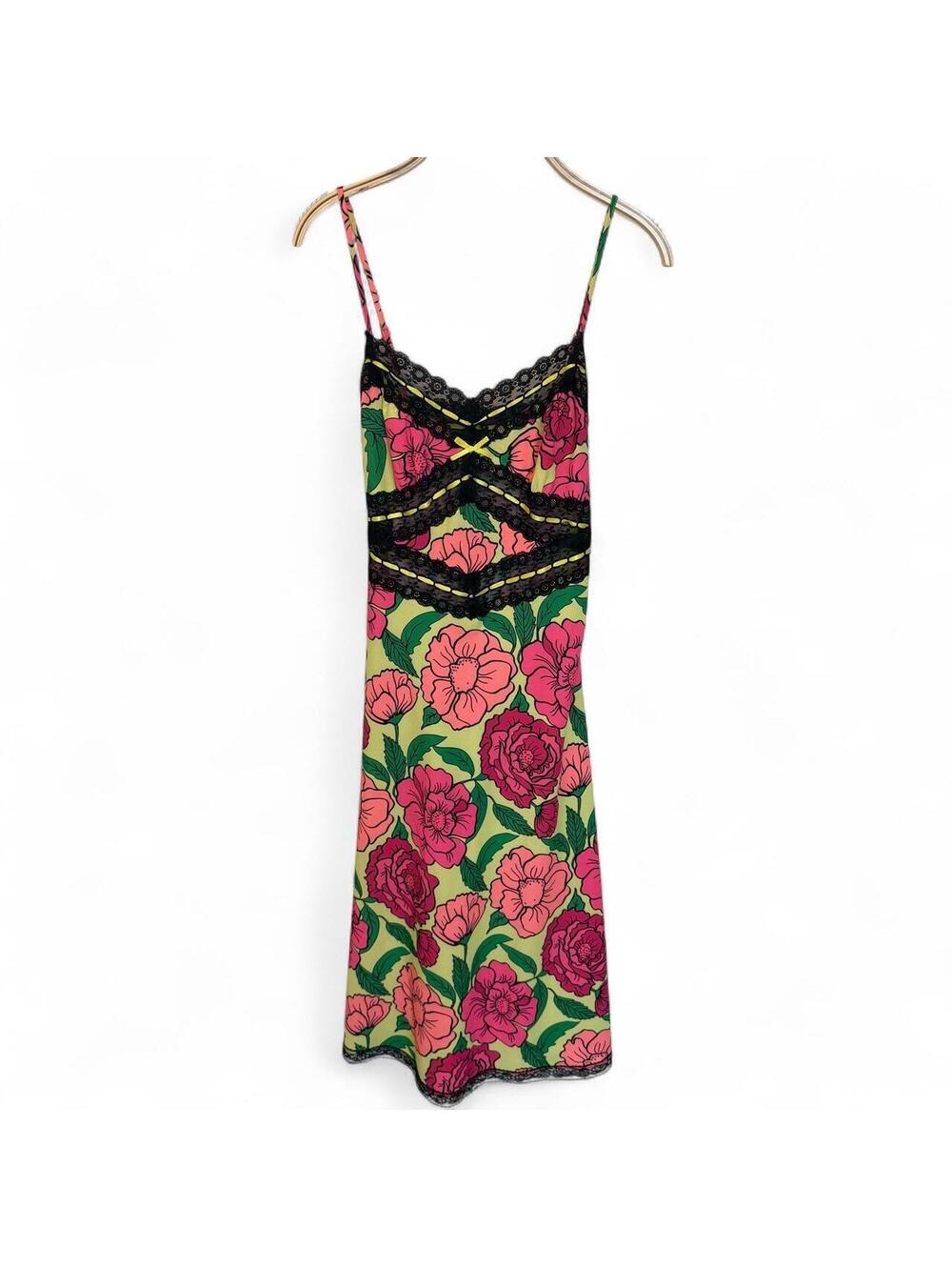 Betsey Johnson Edgy Cool Girl Floral Lace Slip Dress
